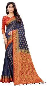 Buy DILSAY Woven Banarasi Cotton Silk Multicolor Sarees Online @ Best ...