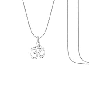 Akshat Sapphire Sterling Silver Spiritual OM Chain Pendant Shiva Om ...