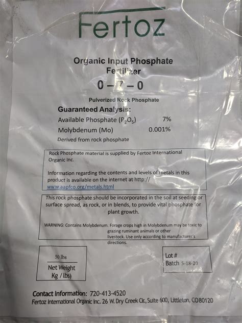 Fertoz Organic Rock Phosphate Fertilizer 0-7-0 (Pulverized/Granular ...
