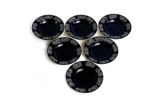 Buy Caffeine Ceramic Handmade Stoneware Black Doodle Soup Plates/Pasta ...