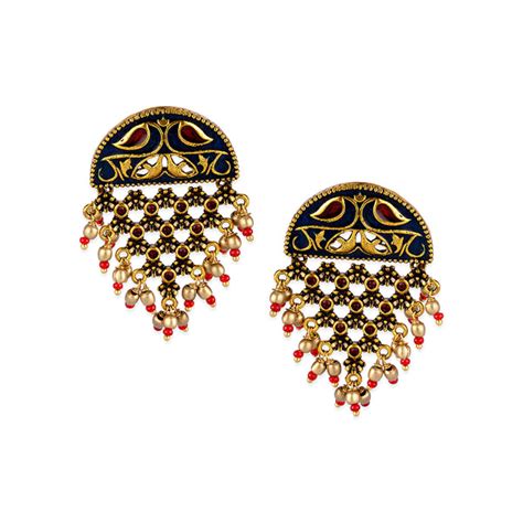 Arabian Nights Antique Oxidized Half Moon Golden Brass Earrings – VOYLLA