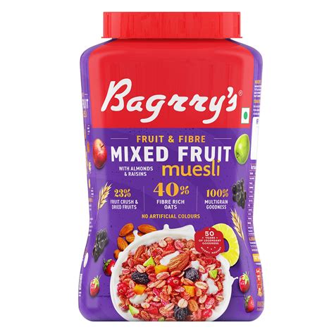 Bagrry's Fruit N Fibre Muesli, Mixed Fruit, 1000g : Amazon.in: Grocery ...