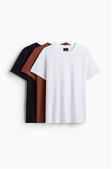 3-pack Regular Fit Tees - Black/Brown/White - Men | H&M AU