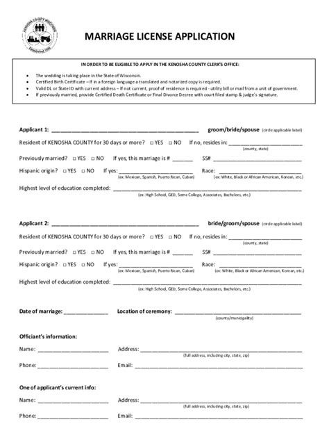 Image result for Marriage License Forms
