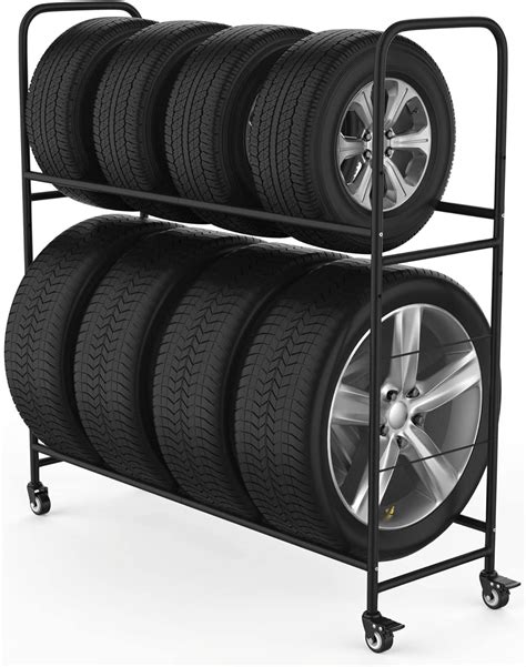 Amazon.com: STEELAID Rolling Tire Rack – Metal, Adjustable, Tire Stand ...