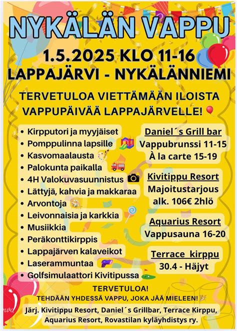 NYKÄLÄN VAPPU, Kivitippu Resort, Alajarvi, 1 May 2025 | AllEvents