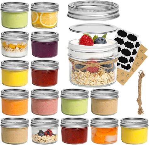 Amazon.com: Josisi 4oz Mason Jars, 40pcs Glass Round Canning Jars with ...