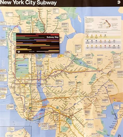 Current New York City MTA NYC Subway Train & Railroad Map with Bonus Safety Mask - US