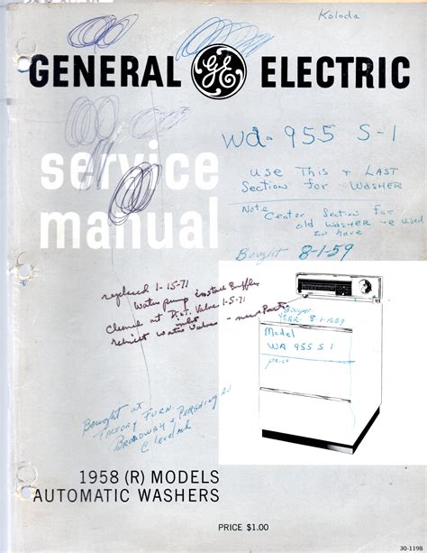 General Electric Service Manual 1958 (R) Models Automatic Washers de ...
