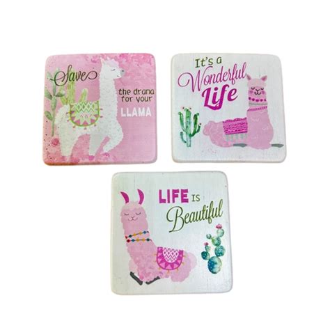Heaven Sends Set of 3 Llama Coasters | Gifts from Handpicked