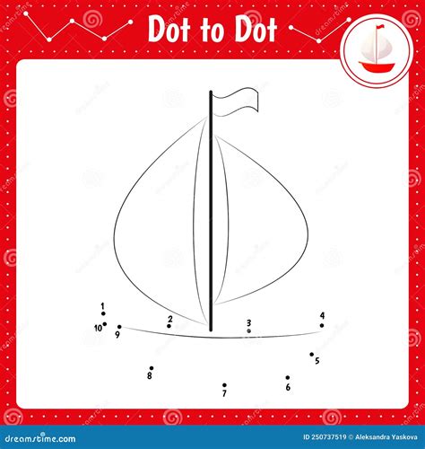 Connect the Dots. Sailboat. Ocean. Dot To Dot Educational Game. Coloring Book for Preschool Kids ...