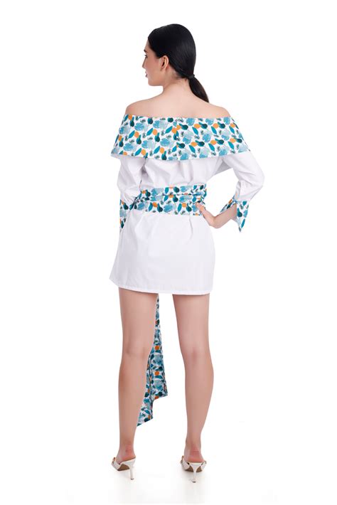 Off Shoulder Shirt Dress with Belt – Jacie.in