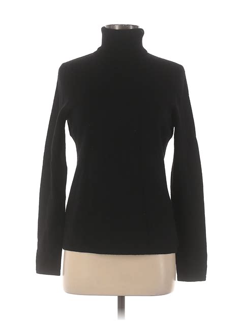Lord & Taylor 100% Cashmere Color Block Solid Black Cashmere Pullover ...