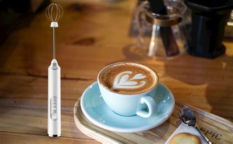WAZDORF Handheld Milk Frother Rechargeable, 3-Speed Electric for Coffee ...