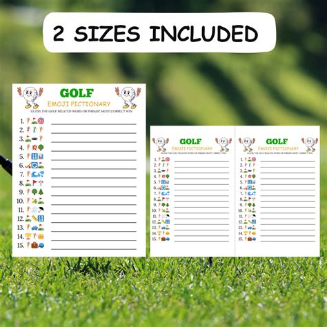Golf Emoji Pictionary Game PDF Printable (INSTANT DOWNLOAD)