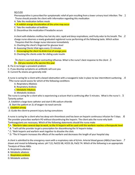 PN2Final revised exam 4 - 92/ Phenazopyridine is prescribed for ...