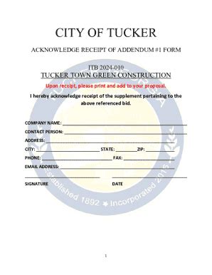 Fillable Online City of Tucker Town Green Construction Itb 2024-010 Bid ...