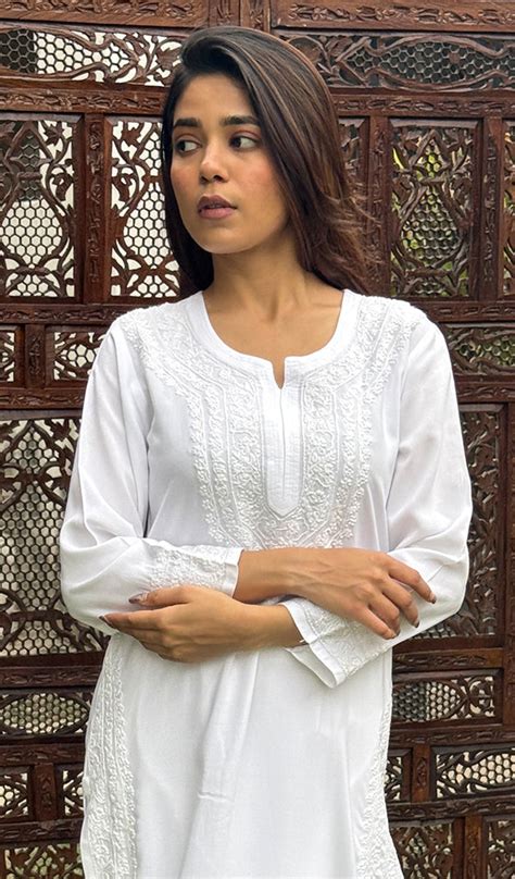 Shop White Chikankari Kurta | White Chikankari Short Kurti