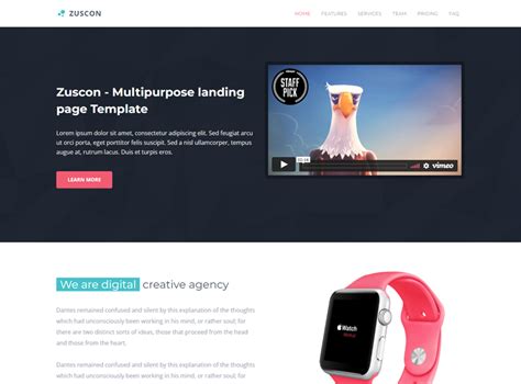 Zuscon - Responsive Multipurpose Landing Page Template | Themesdesign