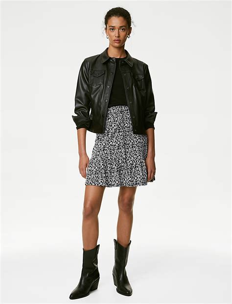 Buy Jersey Printed Mini Tiered Skirt at Marks & Spencer