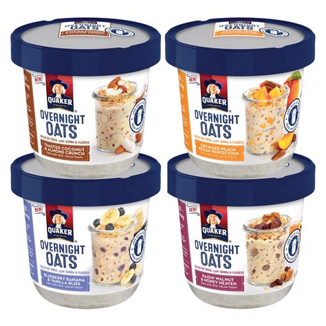 Amazon.com : Quaker Overnight Oats, Variety Pack, Breakfast Cereal, 12 ...