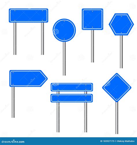 Blue Traffic Signs. Road Board Text Panel, Mockup Signage Direction ...