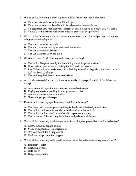 Question Bank C6 2019 - Which of the following is NOT a goal of a Pilot ...