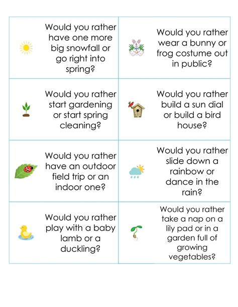 Would You Rather? Spring Cards for Kids – iHomeschool Network