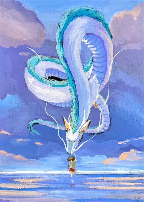 How To Draw Haku Dragon From Spirited Away