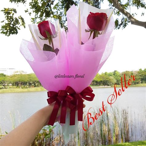 [In stock]Only One Fresh Single Stalk Red Rose Bouquet, Hobbies & Toys ...