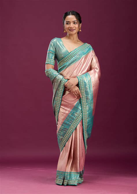 Buy Baby Pink Cording Silk Saree - Koskii