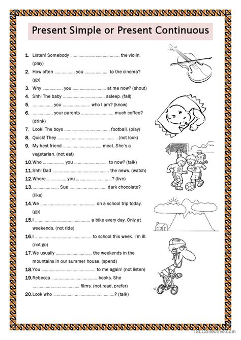 Image result for Present Simple vs Present Continuous Exercise