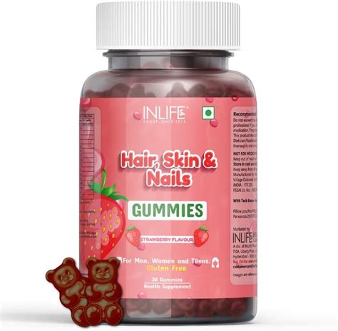 INLIFE Biotin Hair Gummies | Hair Skin & Nails Supplement for Men Women ...