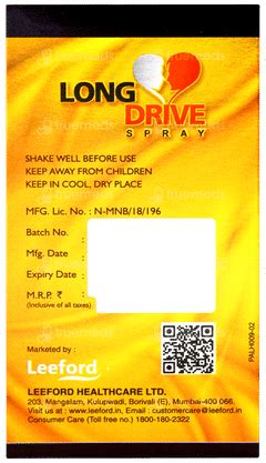 Long Drive Spray 20 Ml - Uses, Side Effects, Dosage, Price | Truemeds