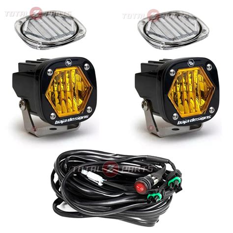 Baja Designs® S1 LED Lights Pair Amber Wide Cornering, Wire Harness ...