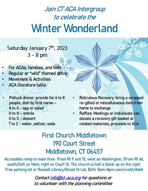 Winter Wonderland Flyer – Connecticut Adult Children of Alcoholics & Dysfunctional Families.