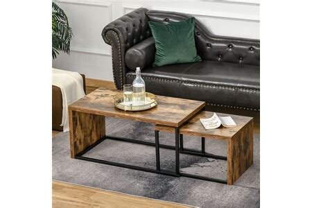 Table basse Homcom Lot de 2 tables basses gigognes design industriel ...
