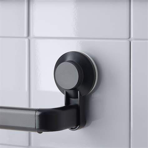 TISKEN towel rack with suction cup, black - IKEA