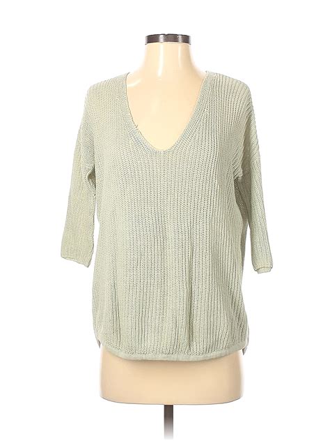 Express 100% Cotton Solid Color Block Green Pullover Sweater Size XS ...