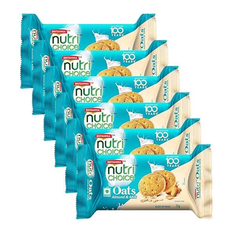 Britannia NutriChoice Oats Cookies Milk Almond, 75g+25g Extra = 100g ...