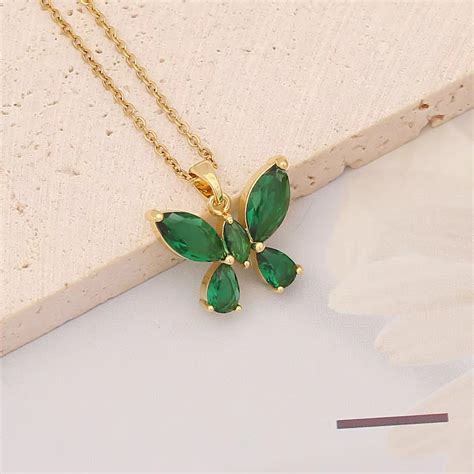 Green Butterfly Pendant Chain – Lustre Line