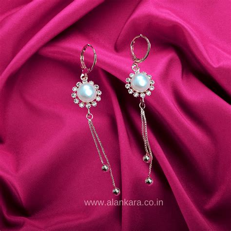 Golden Pearl Floral danglers - Western earrings | ALANKARA