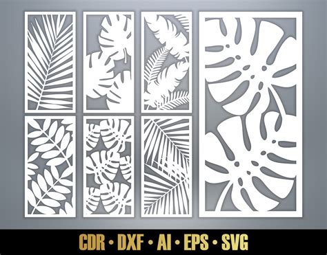 Buy Exotic Tropical Panel Templates SVG Set #16. Monstera Plant Leaf. 7 ...