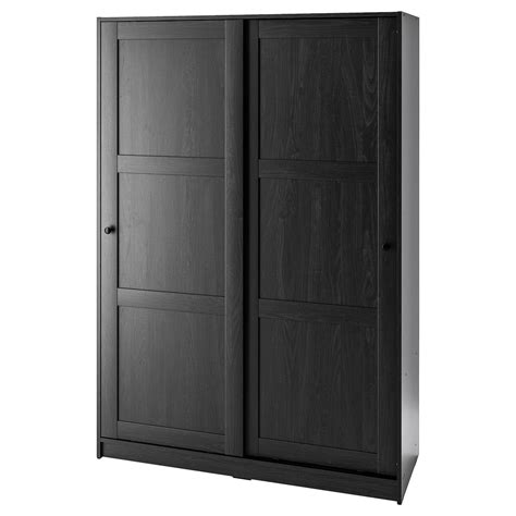 RAKKESTAD wardrobe with sliding doors, black-brown, 117x176 cm (461 ...