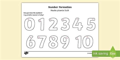 Number Formation Worksheet / Worksheet 0 10 Polish