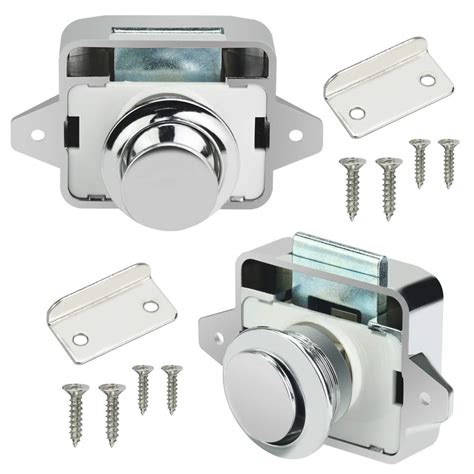 PERFETSELL 2 PCS Chrome Push Button Latch Catch Drawer Replacement ...