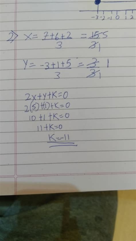 Find the centroid of triangle ABC where A=(7, -3), B=(6, 1), and C=(2 ...