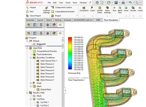 Flow Simulation SolidWorks Pipe Flow 的图像结果