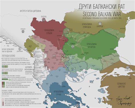 Map of the Second Balkan War (legend in Serbian, partially translated ...
