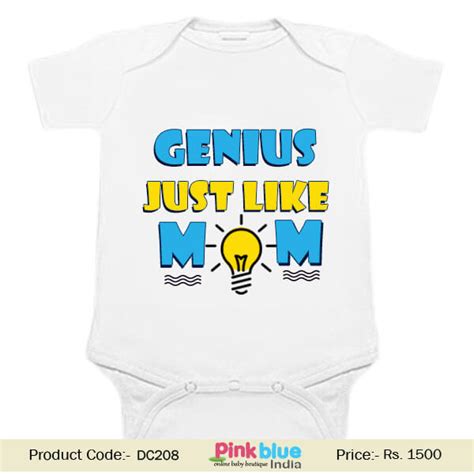 Personalized Custom First Birthday Baby Romper with “Genius Just Like Mom”